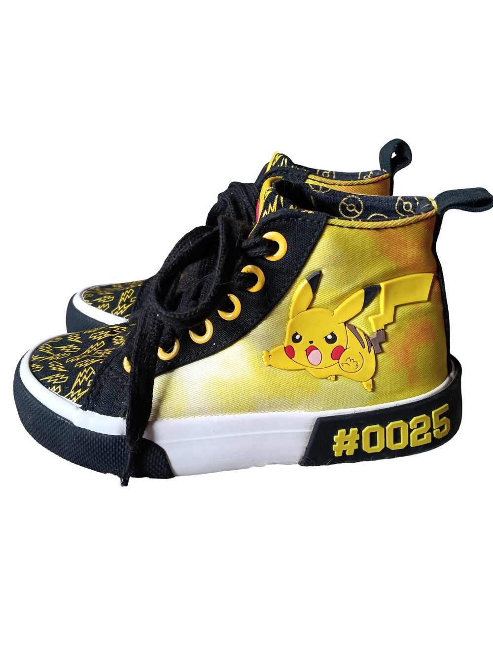 🖤💛 Ground Up Pikachu Pokemon Boys High Top Sneakers Kids Toddler Shoes 11